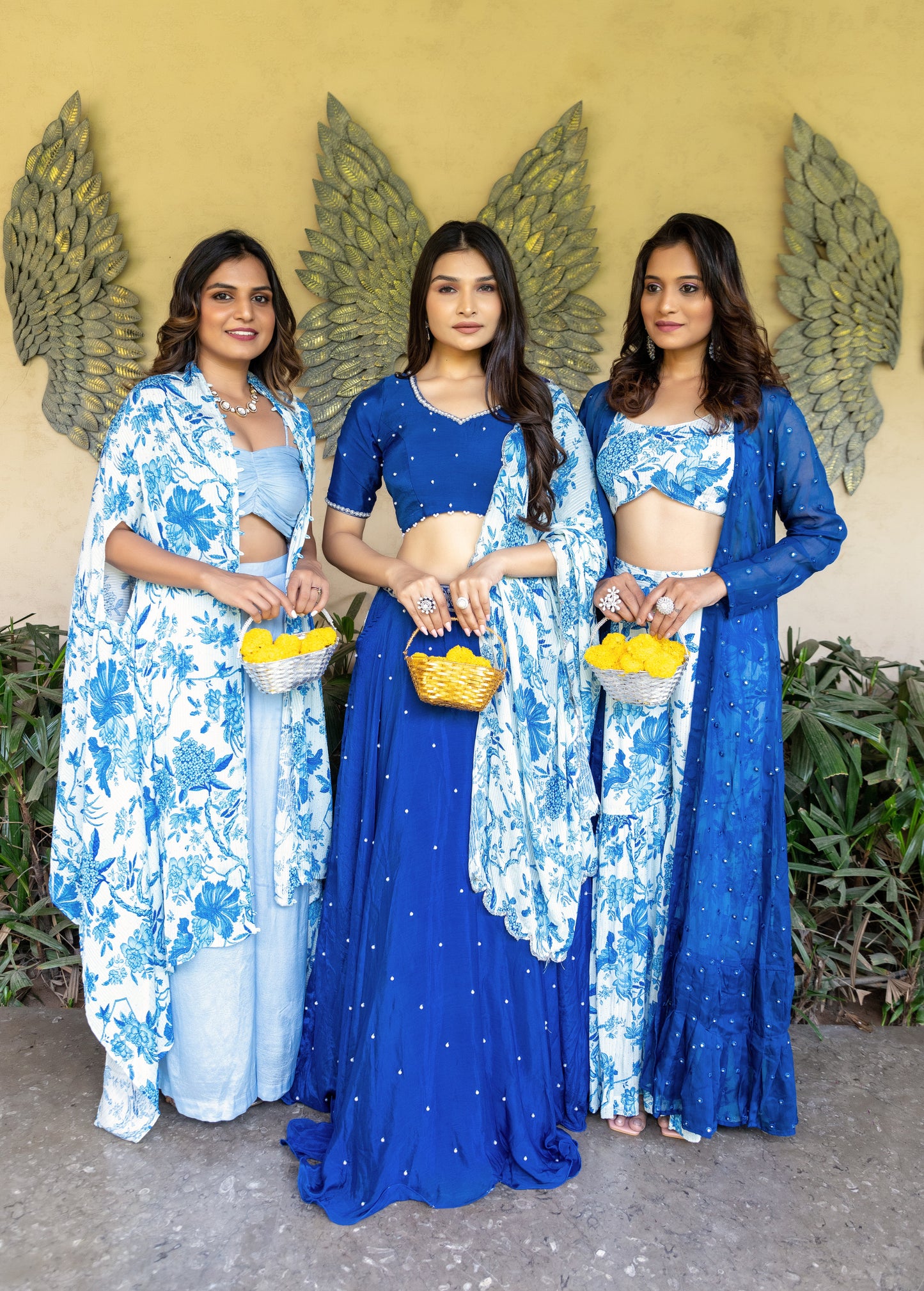 Aqua Blue Printed Sharara Set