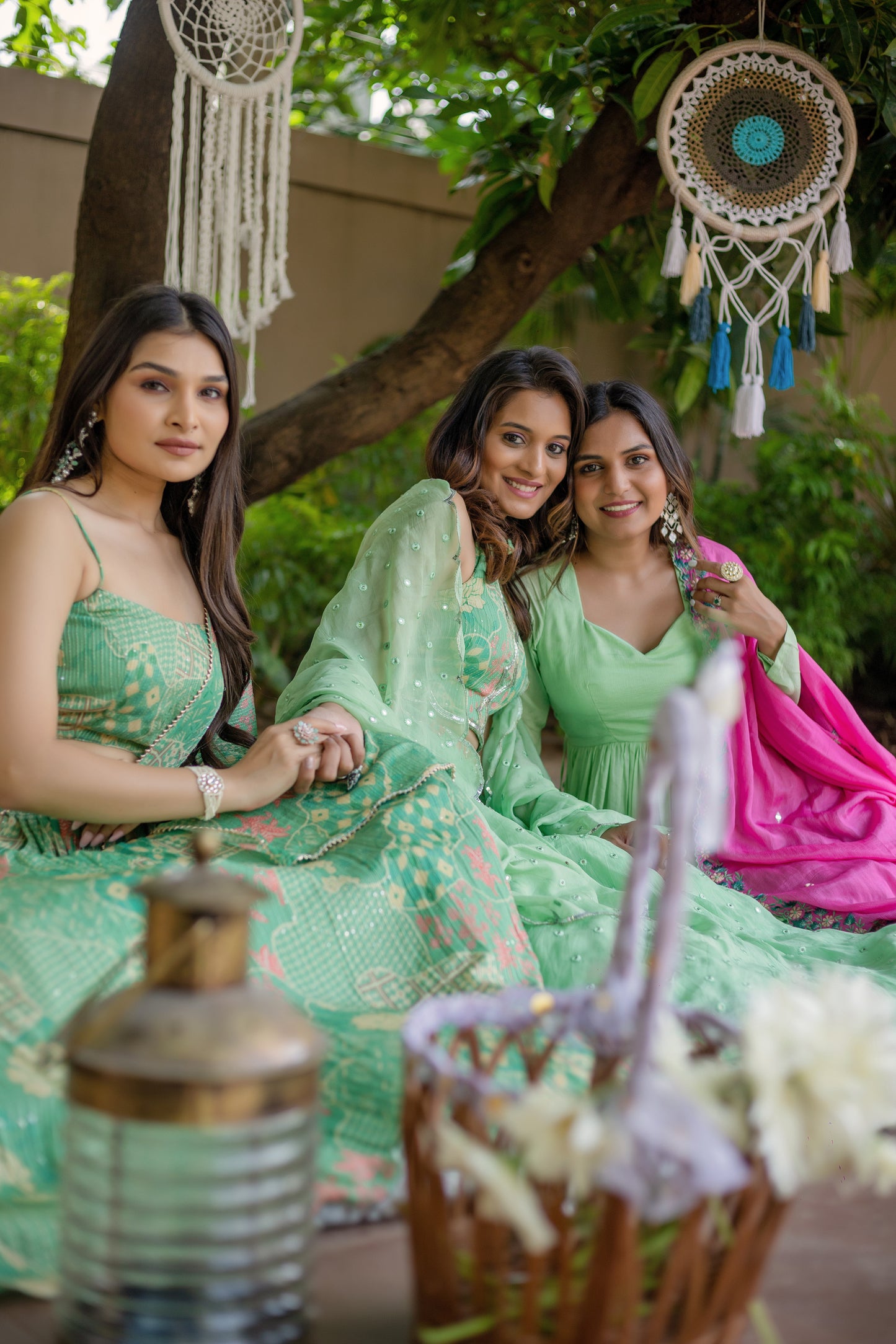 Mint Green Foil Mirror With Sequence Embroidered Lehenga Set